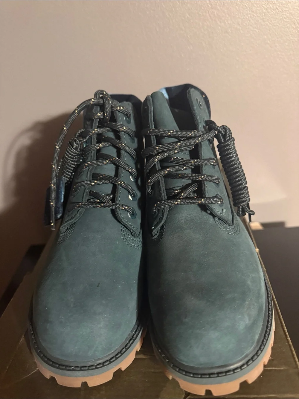 Timberland Kids Teal Nubuck Boots with Tan Sole